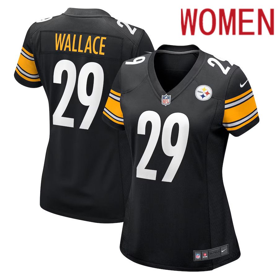 Women Pittsburgh Steelers 29 Levi Wallace Nike Black Game Player NFL Jersey